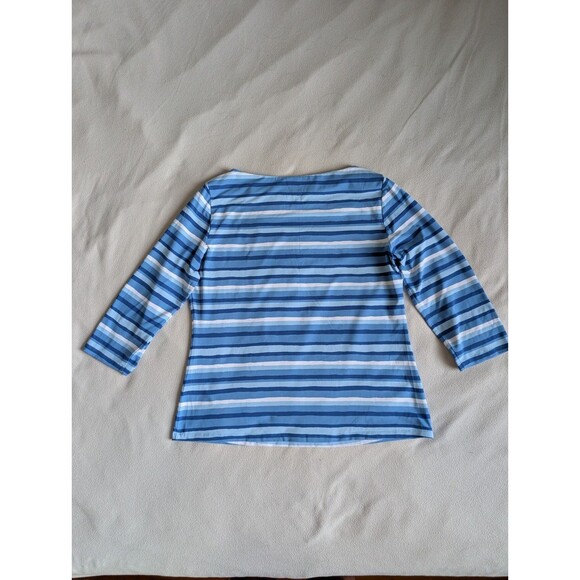 J. McLaughlin Wavesong Blue Striped Catalina Cloth Top Blouse Shirt Size XXL - Picture 2 of 7